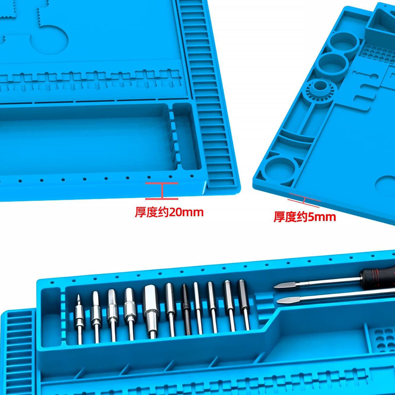 Heat Insulation Mat, Anti-Static Mat for Computer and Digital Device Repair, High Temperature Resistant and Burn-Proof with Magnetic Screw Holder Pad