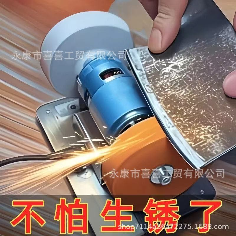 Small Grinder with Dual Coarse and Fine Wheels, Desktop Variable Speed Electric Polishing and Drilling Machine for Home