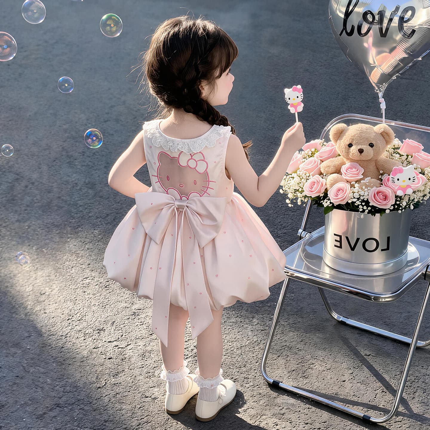 2026 Summer New Girls Cat Princess Dress Korean Style Bubble Skirt Wholesale Children Fashion
