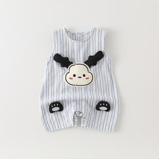 Baby Summer Thin Bodysuit for Boys and Girls, Newborn 100 Days Outfit, Sleeveless Cute Romper