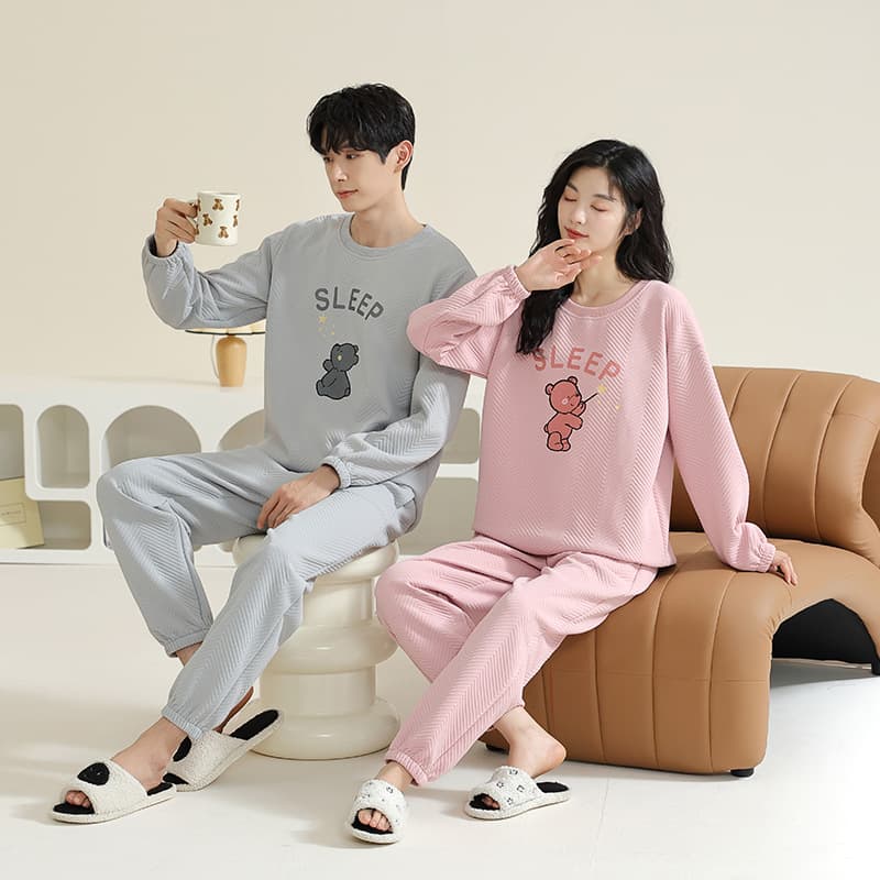 Wholesale Couple Pajamas Men Women Spring Autumn Thickened Long Sleeve Winter Thin Cotton Air Layer Homewear Winter Style