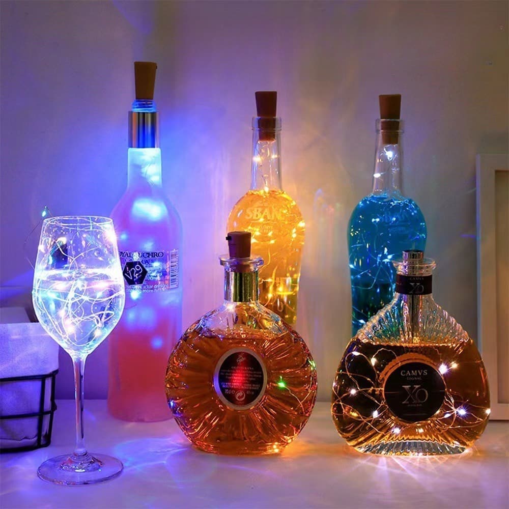 Nordic Kitchen Sideboard Wine Cabinet Bottle Light Outdoor Solar Camping Bottle String Lights Bar String Lights Atmosphere Lighting