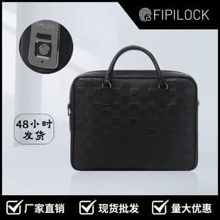 Men's Bag Fingerprint Lock Anti-Theft Briefcase Business Handbag Light Luxury Business Bag Large Capacity High-End Genuine Leather Computer Tote