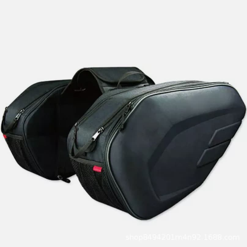 Motorcycle Side Bag Saddlebag Riding Tail Bag Can Hold Helmet, Includes Waterproof Cover and Straps for Securing Side Bag