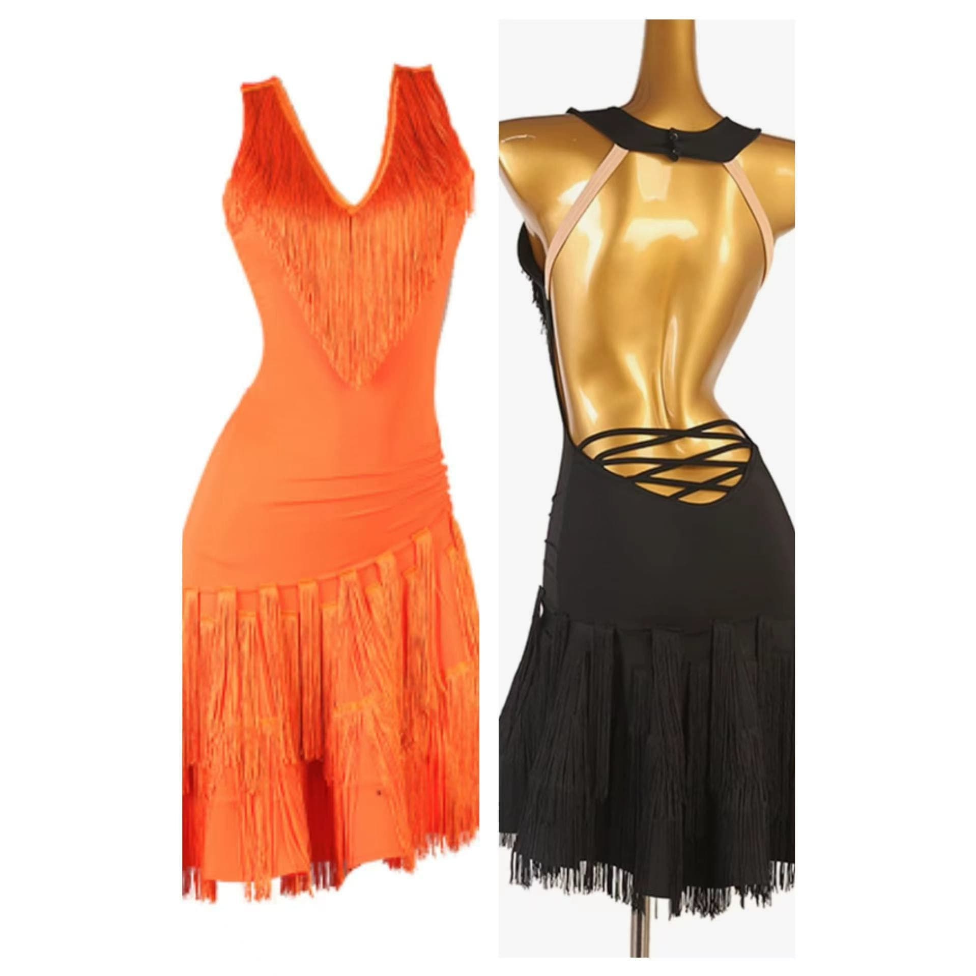 European and American Foreign Trade New Style Women's Dancewear Amazon Slimming Sexy Fringe Deep V Halter Slimming Dancewear