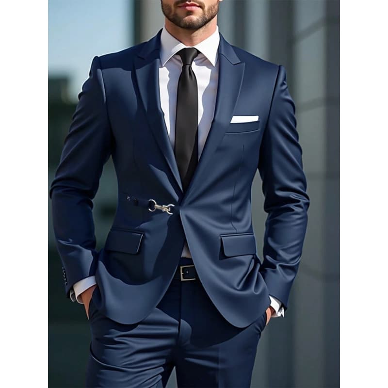 I 40255 Solid Color Long Sleeve Groomsman Suit Set