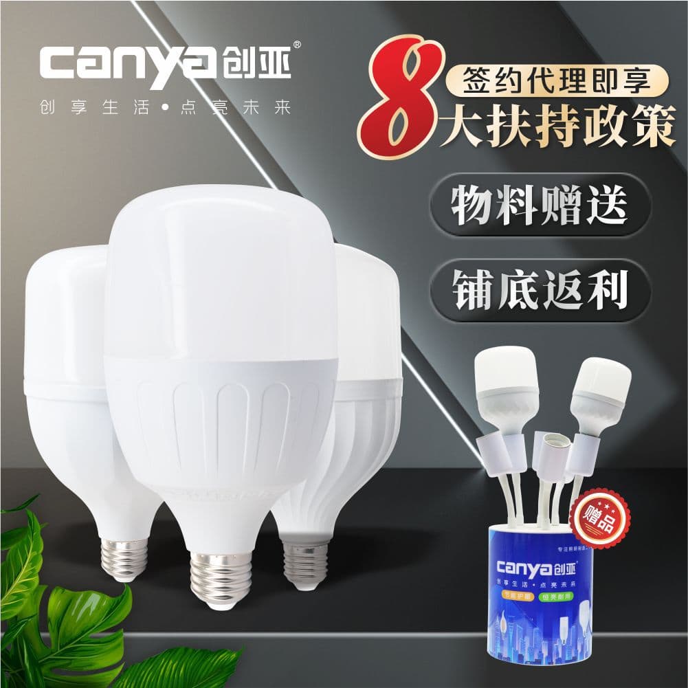 Chuangya Brand White Light Bulb E27 Screw Base LED Light Source Super Bright Plastic-Coated Aluminum Bulb Wholesale Distribution
