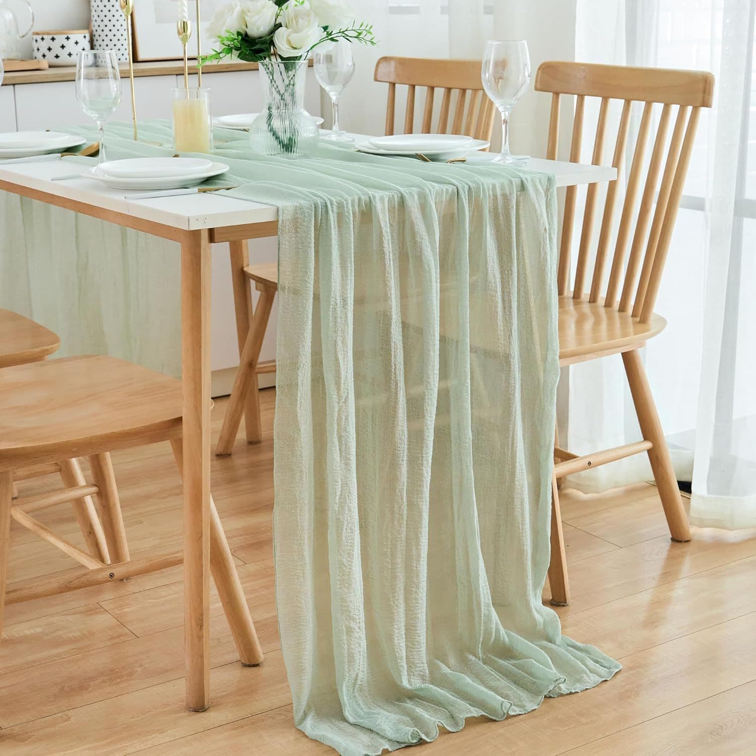 Foreign trade European style seersucker tablecloth bohemian style solid color pleated wedding party table flag banquet decoration wholesale