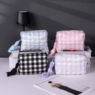 2025 Storage Bag Ins Style Checkerboard Girl Cosmetic Wash Bag Large Capacity Portable Handheld Organizer Bag