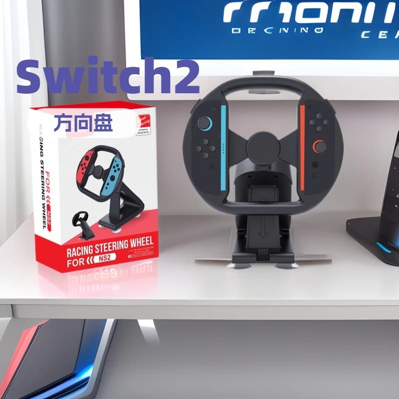 Cross-border Hot Selling Switch2 Racing Steering Wheel JoyCon Small Handle Steering Wheel NS2 Game Steering Wheel Stand