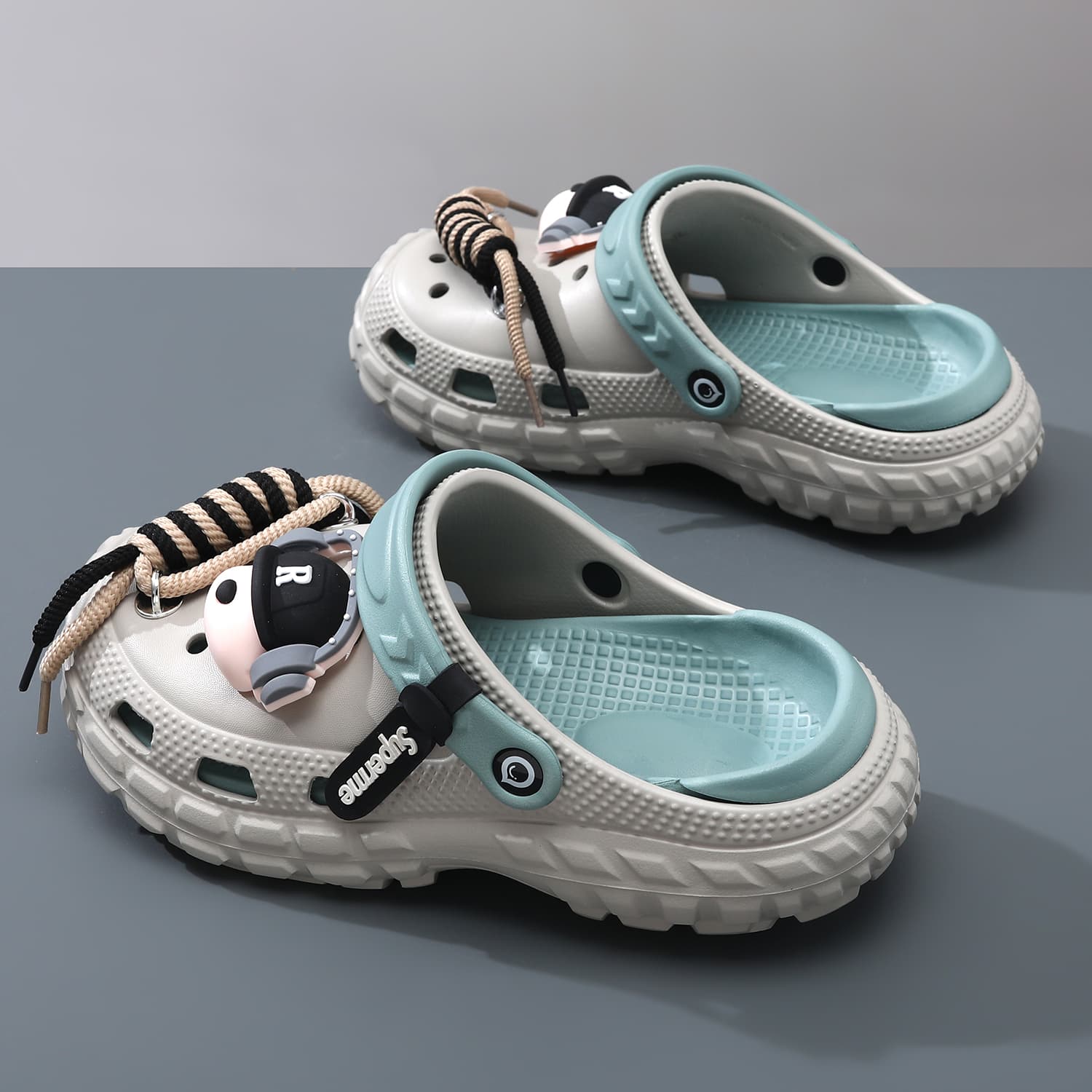 Men's Croc Sandals Summer Trendy Punk Outdoor Beach Sandals, Cloud-Like Feel Thick Sole Half-Covered Slippers
