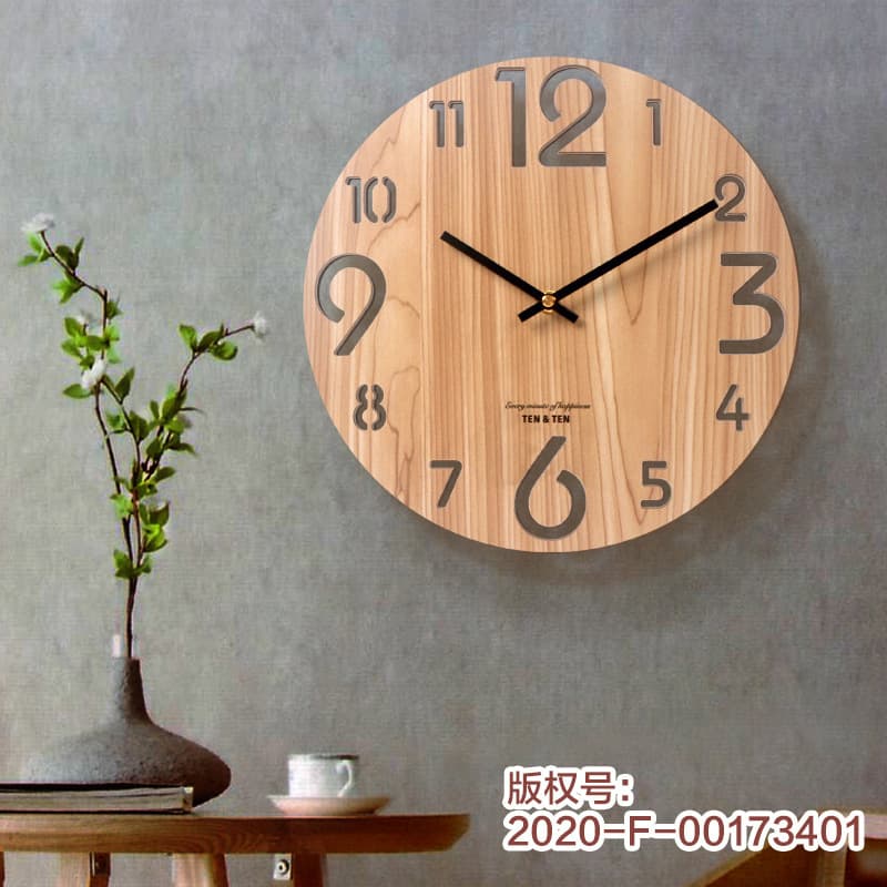 Nordic Minimalist Wooden Wall Clock, Round Wood Clock for Living Room, Fiberboard, Creative Clock, Factory Direct for Home