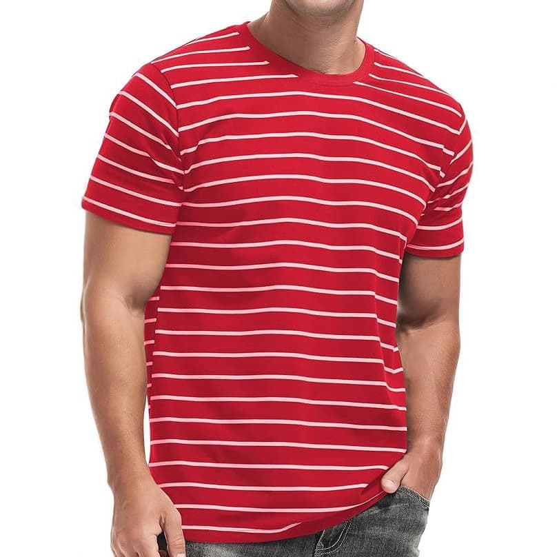 2025 Cross-Border Europe and USA All-Match Short Sleeve T-Shirt Men's Summer Fashion Classic Striped Round Neck Top Daily Wear