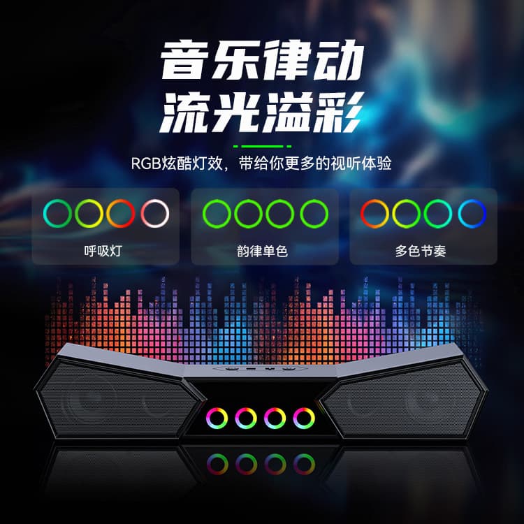 Factory Hot Selling Desktop Wireless Card RGB Fantasy Color Light Dual Speaker Soundbar Bluetooth Speaker New Soundbar