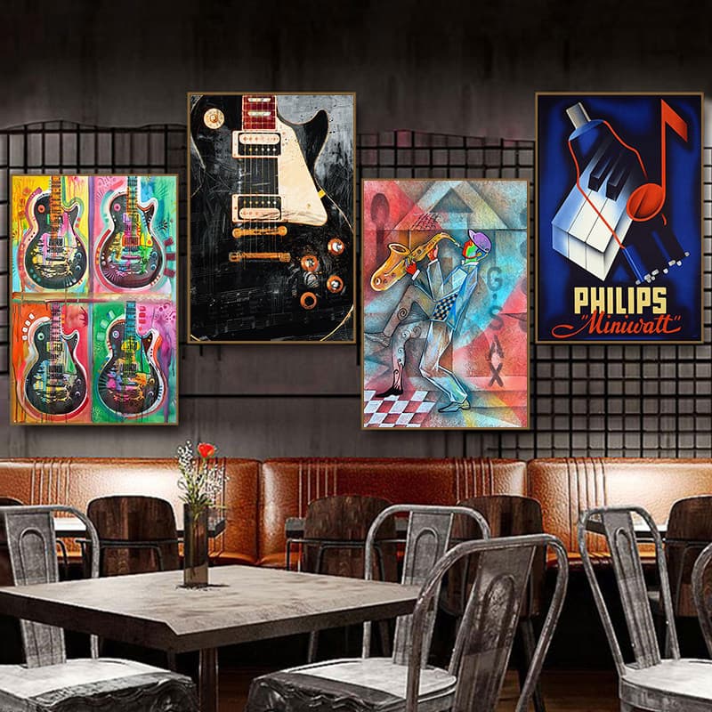 Music Element Wall Art Guitar Instrument Abstract Art Bar KTV Decorative Painting Piano Classroom Music Store Wall Picture