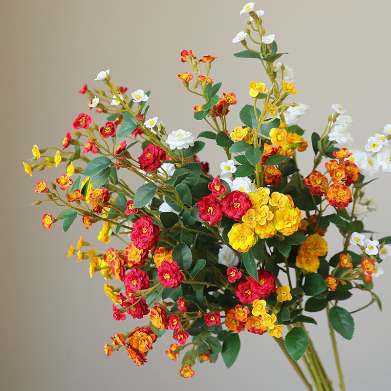 Multi-head Artificial Rose Simulation Flower for Wedding Decoration Photography Props Single Small Rose Daisy Fake Flower