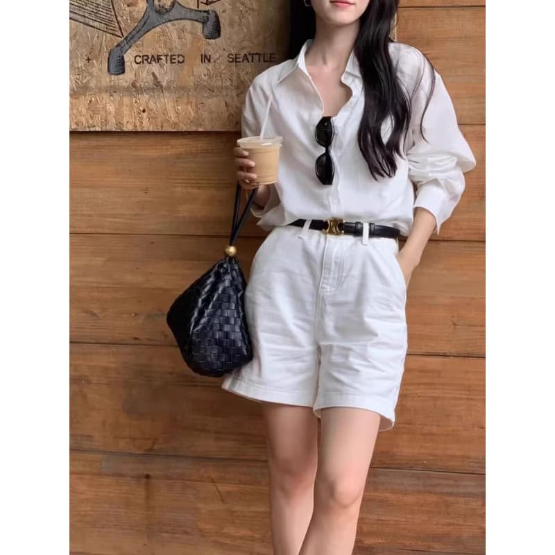 Premium! 100% imported linen! Old money style high-waist fashionable casual versatile loose straight-leg shorts for women, new arrival