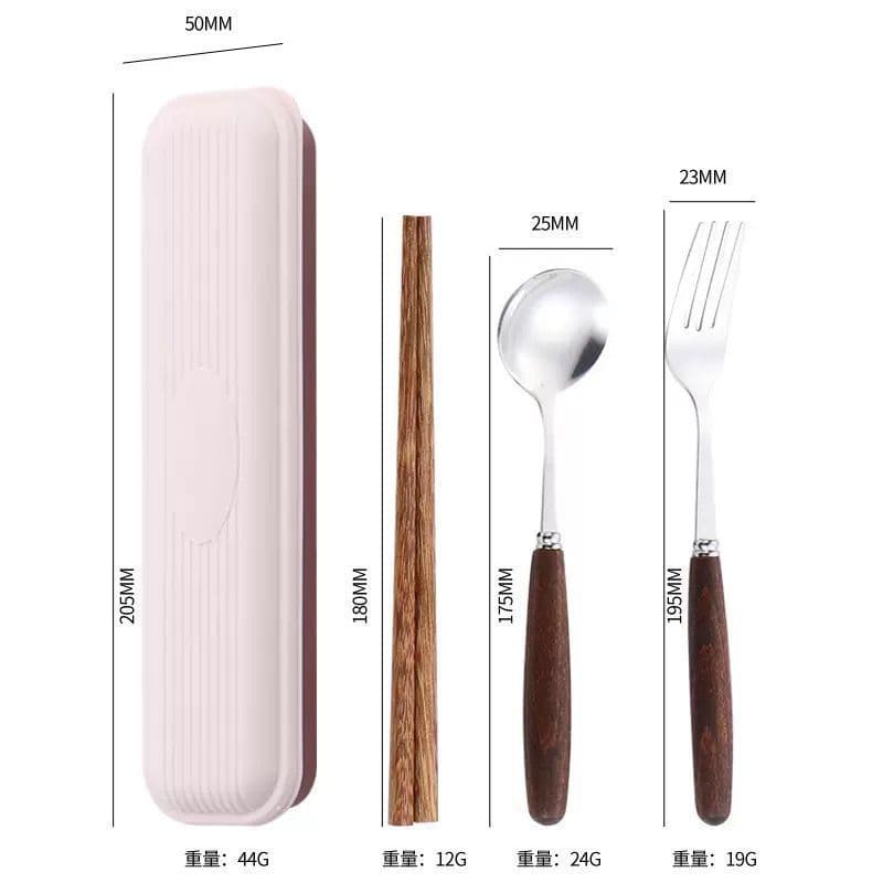 Portable set of chopsticks, spoons and forks, office worker chopsticks, single tableware, student storage box, three-piece tableware set