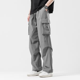 2024 Summer American Loose Street Style Women's Casual Pants Unisex Retro Side Pocket Wide-Leg Cargo Pants Men's Paratrooper Pants