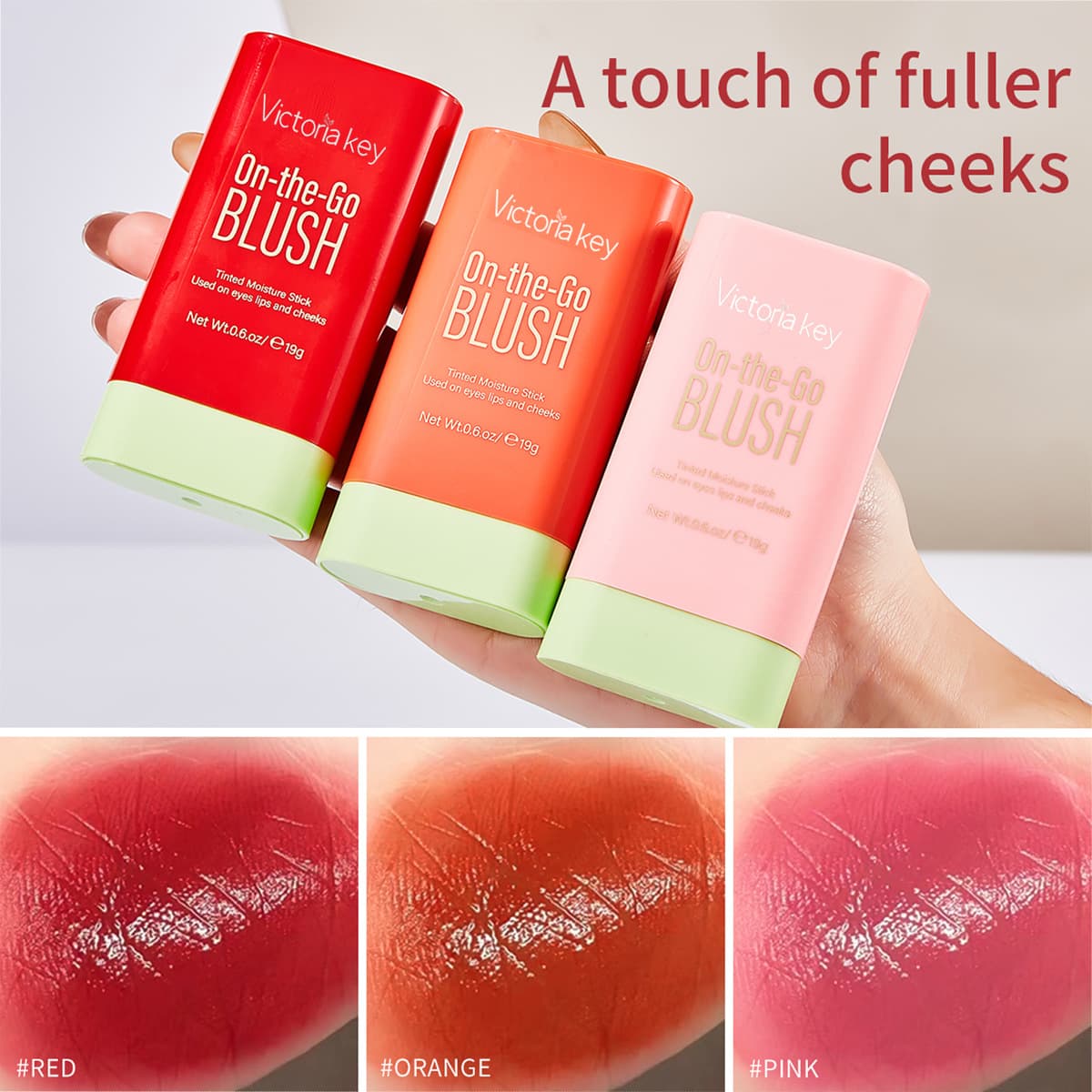 Cross-Border Bestseller Victoriakey Rotating Blush Cream, Nude Matte Easy to Blend, Dual-Use Lip and Cheek Blush Stick