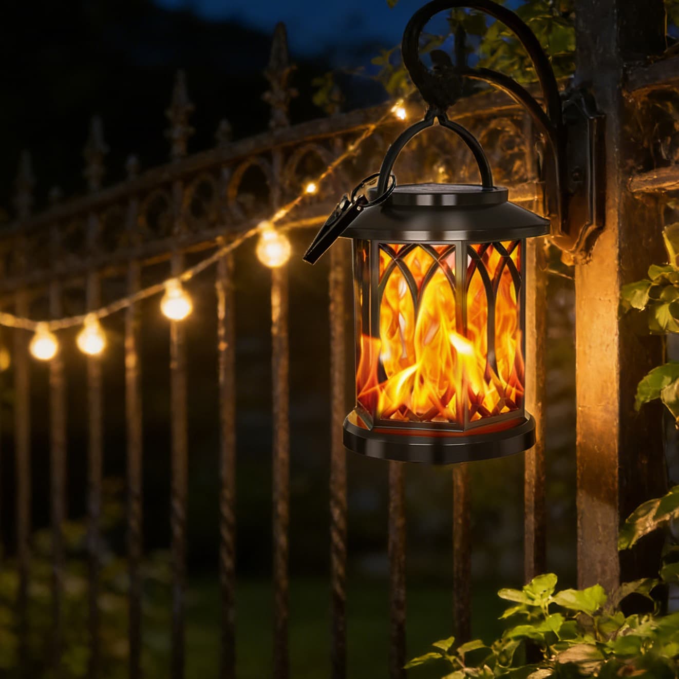 Popular Recommended Solar-Powered Outdoor Diamond-Shaped Flame Lanterns, Vintage Garden Hanging Lights, Corridor Decorative Lights, Lighting Lamps