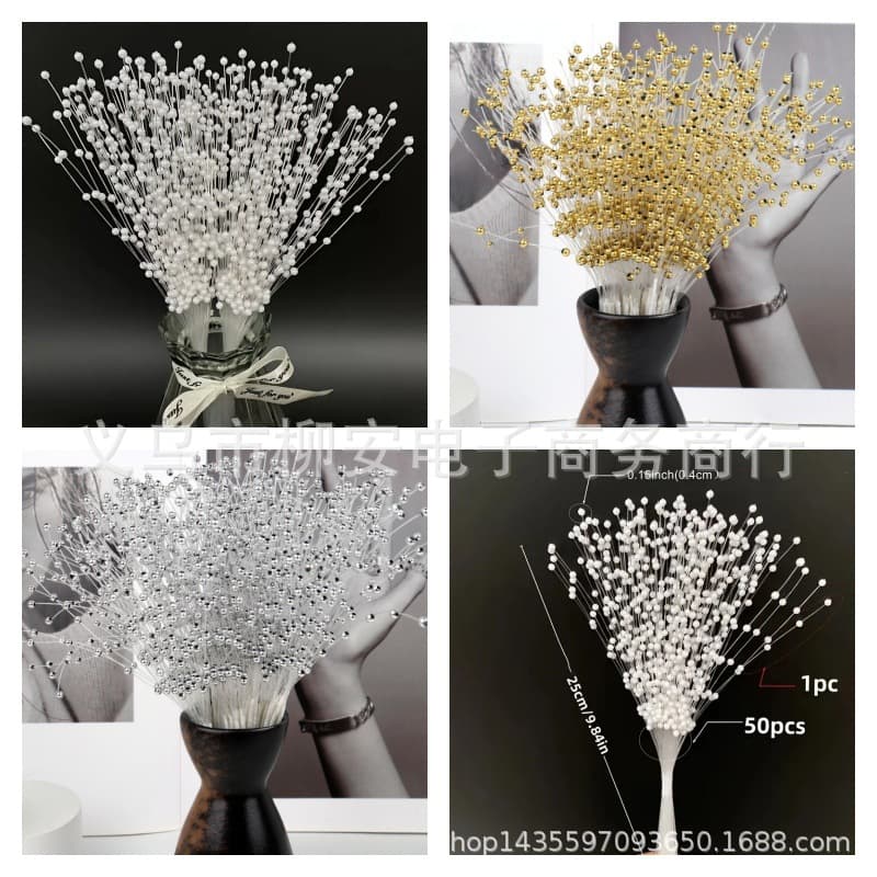 Cross-border 4mm Handmade Pearl Beads for Wedding Decoration, Bridal Bouquet, Christmas Ornaments, and Candy Box Accessories