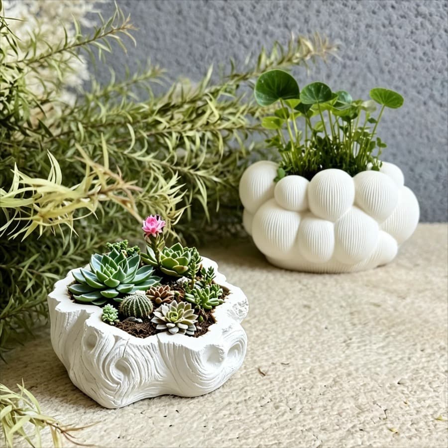 Cross-border silicone mold 2 types of tree stump cloud flower pots DIY succulent green plant potted decorative ornaments resin gypsum