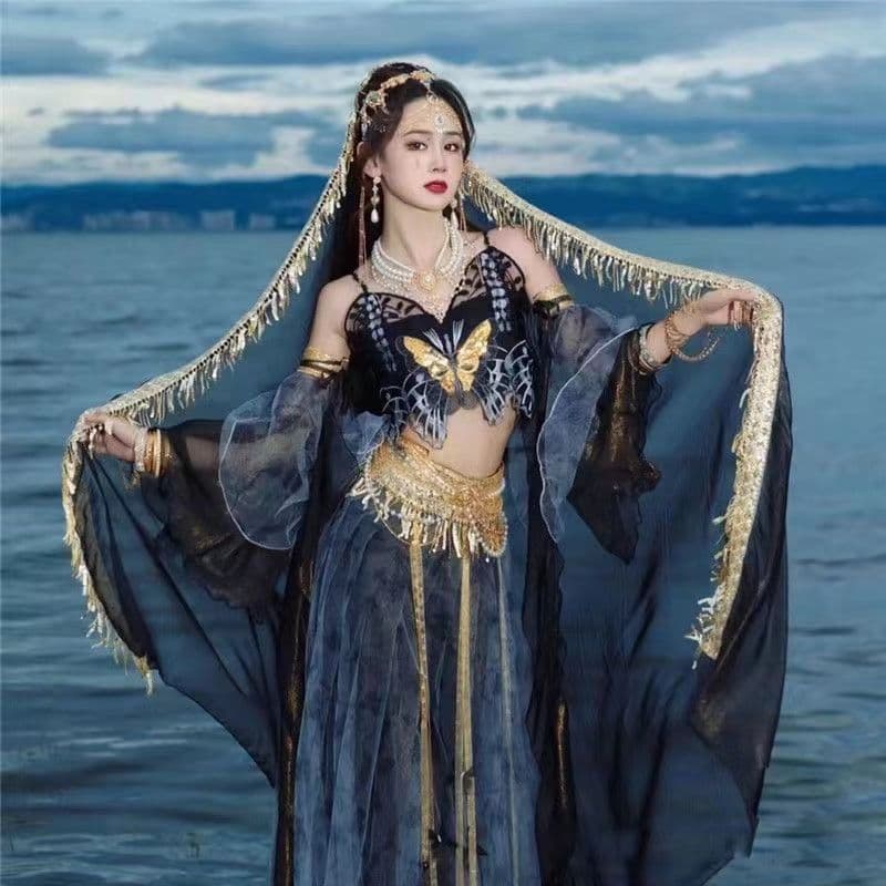 Dunhuang Feitian dance costume, Han costume, Western style performance costume, exotic dance studio photo, ancient style and national style women's costume