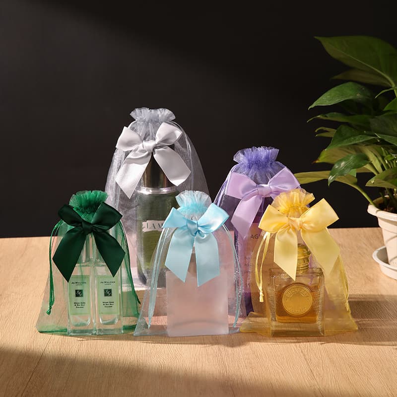 In Stock Bow Tulle Bag Gift Bag DIY Organza Jewelry Packaging Ins Tulle Bag Custom Logo