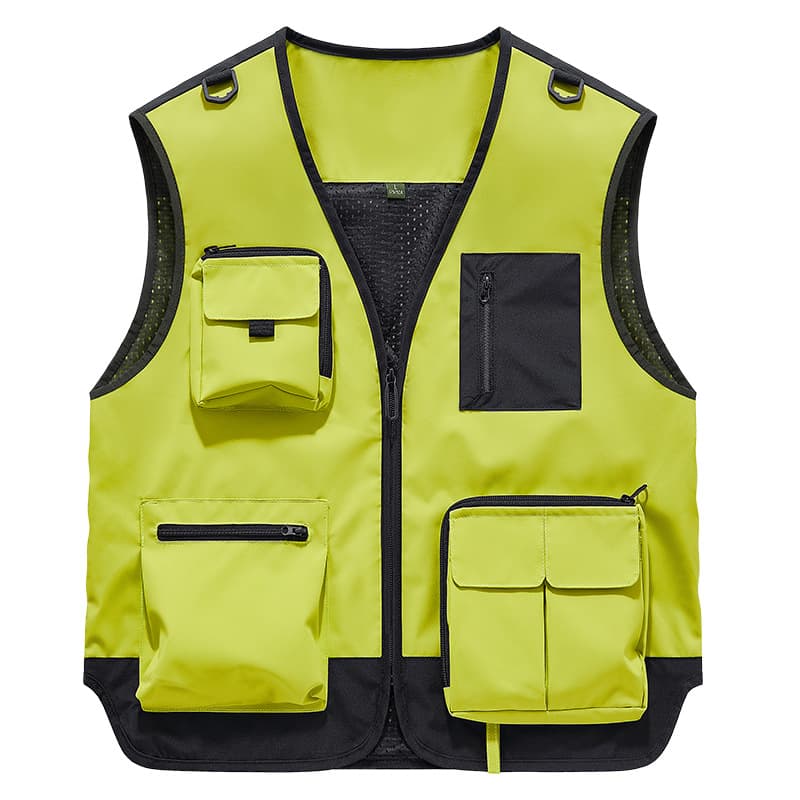 Multi-Pocket Work Vest Photographer Vest with Logo Printing Summer Fishing Outdoor Sleeveless Jacket for Men