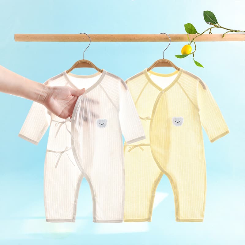 Newborn clothes pure cotton type A butterfly clothes summer ultra-thin spring long-sleeved belly protective air-conditioned clothes baby jumpsuits