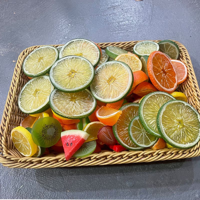 Simulated Fruit & Garden Vegetable Educational Fruit Models, Home Decor Kitchen Cabinet Plate Decoration Lemon Slices