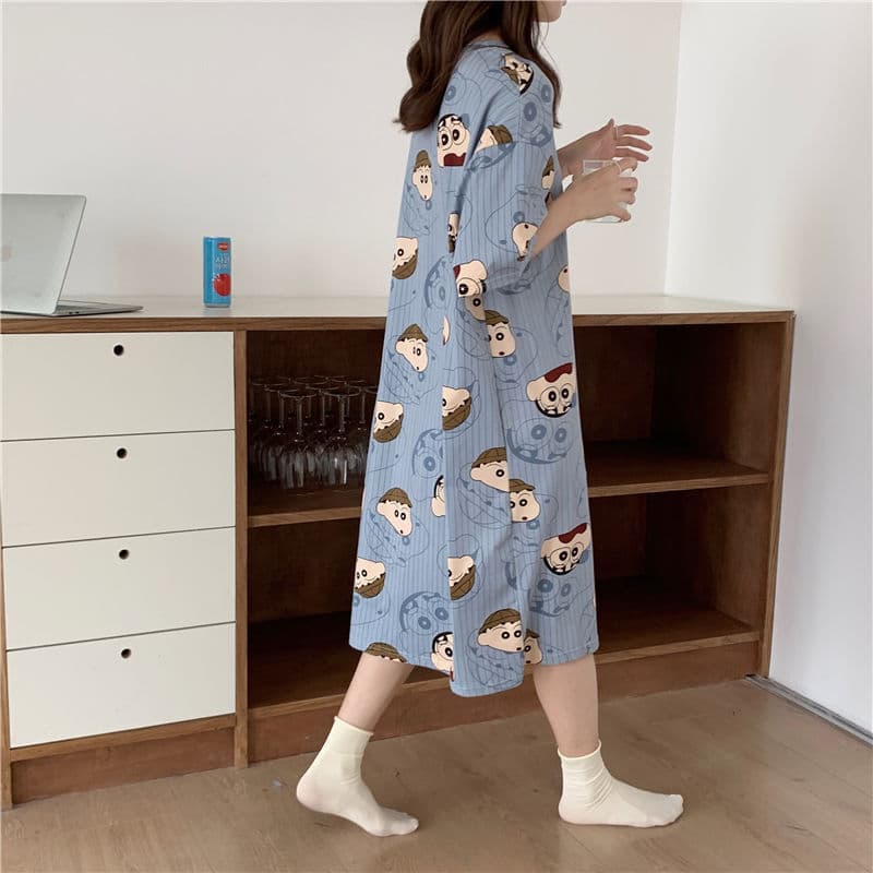 Pajamas for women summer Korean style spring and autumn student home clothes cute thin short-sleeved cartoon loose maternity pajamas summer