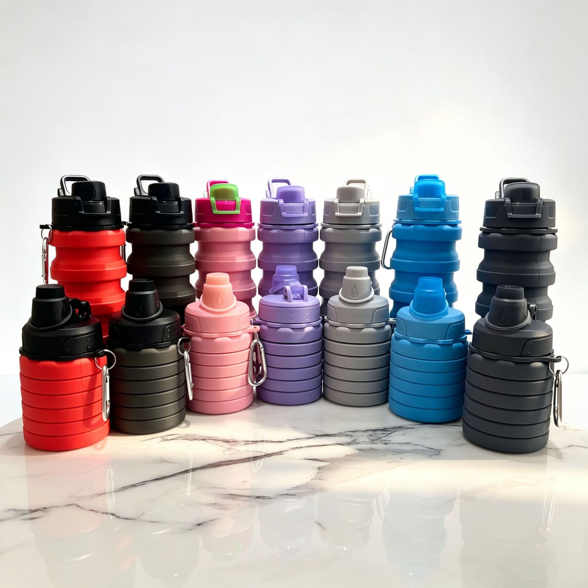 In Stock Silicone Foldable Water Bottle for Outdoor Running Hiking Fitness Travel Portable Sports Water Bottle
