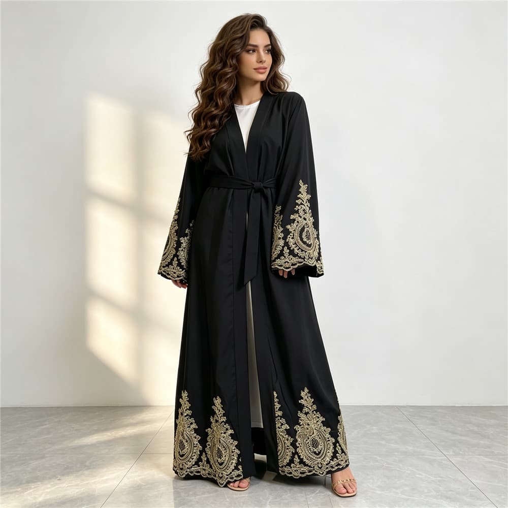 TikTok AliExpress Amazon Cross-border Fashion Lace Embroidery Cardigan Robe 1495