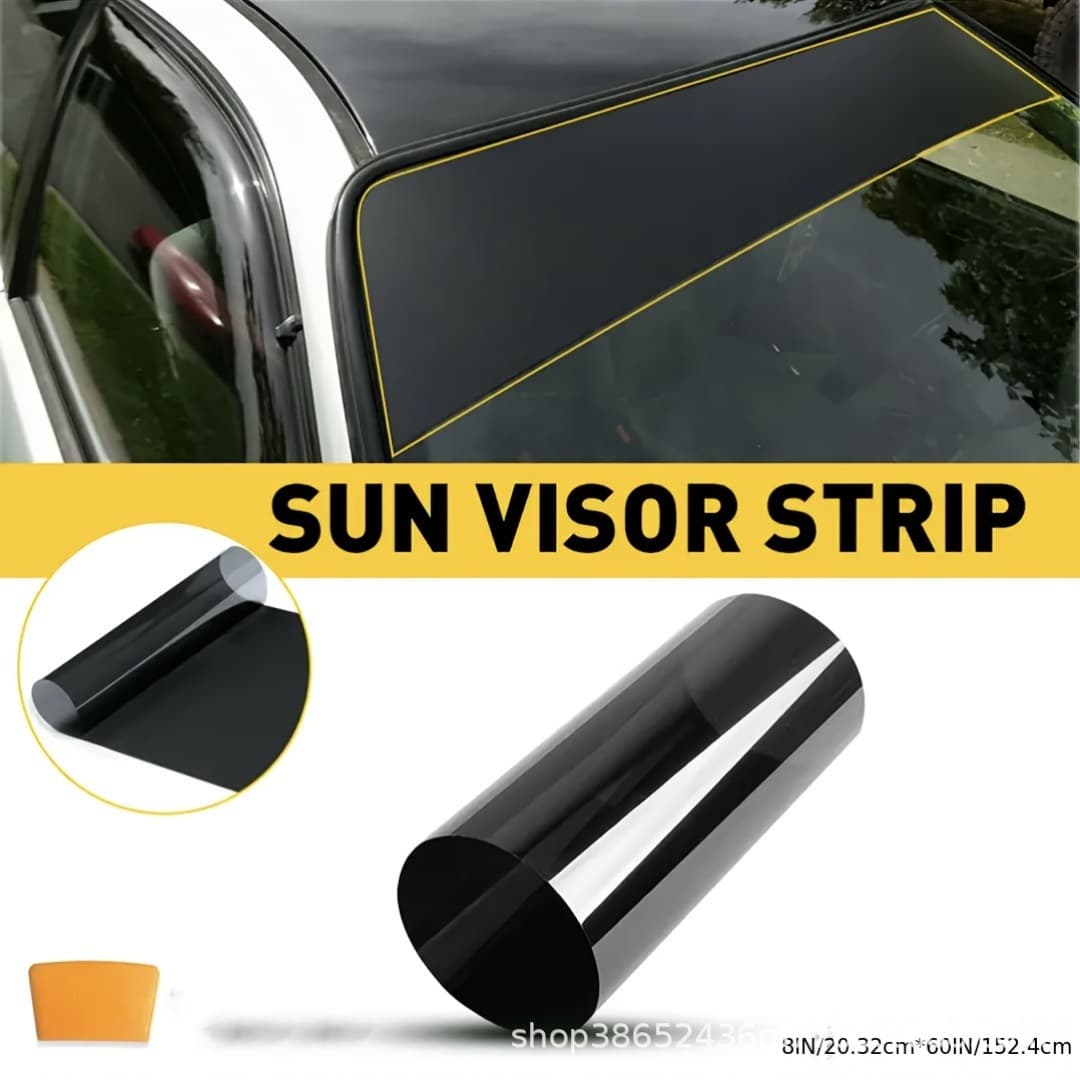 Black car window sunshade strips, UV-resistant, durable and waterproof, car front windshield film, blackout stickers