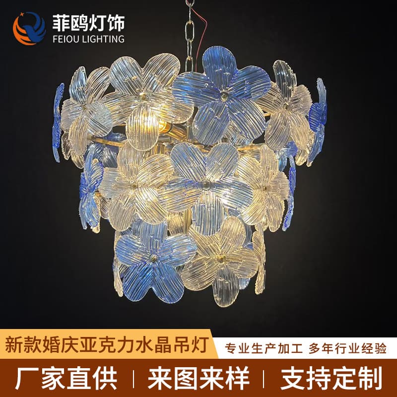 New Wedding Acrylic Crystal Chandelier, Festival Hall Stage Ceiling Decoration, Wedding Welcome Iron Chandelier