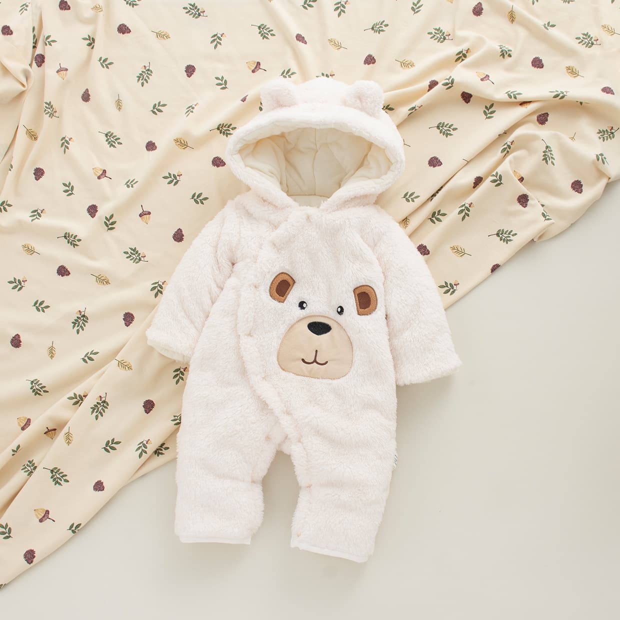 Baby Winter Thickened Outwear Newborn Cotton Padded Romper Hooded Warm Hands and Feet Covered Bodysuit