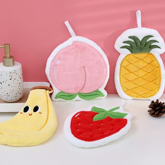 Cross-border supply fruit series hand towels hanging cartoon hand towels coral velvet thickened absorbent towels