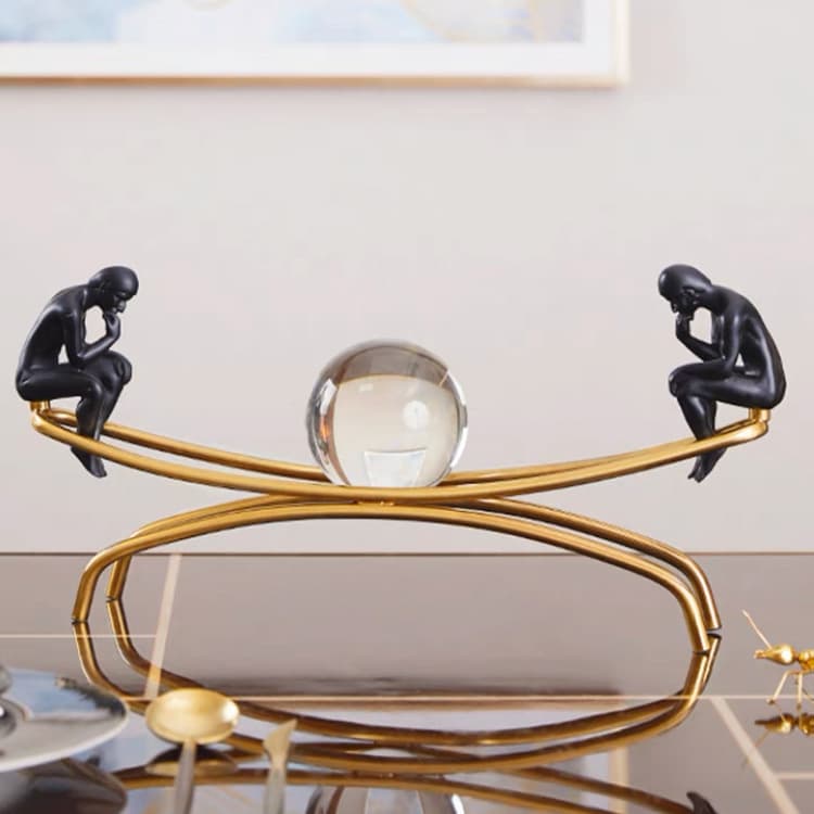Cross-border living room light luxury thinker crystal ball metal ornaments high-end creative home decoration crafts manufacturer