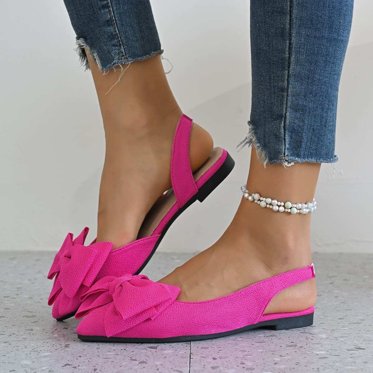 AliExpress 2025 New Cross-border Trade Large Size Sandals Butterfly Bow Pointed Toe Closed Toe Open Back Women's Sandals Wholesale