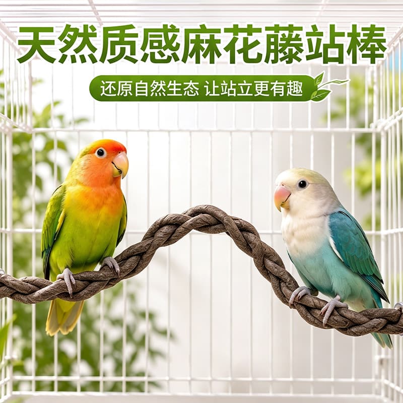 Parrot Perch Stand with Nail Trimming, Simulated Vine Climbing Rope, Artificial Vine Perch for Lovebirds and Cockatiels, Play and Boredom Relief Toy
