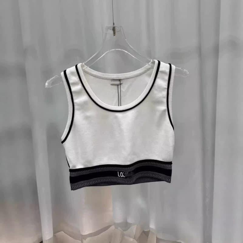 Letter Knit Vest Top Women Cropped Waist-Hugging Camisole 2024 Summer Sports Top Slim Fit Tight Wear-Out Style