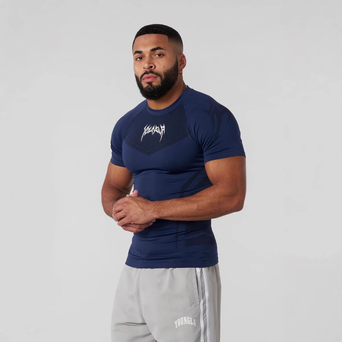 YOUNGLA Men's T-Shirt Quick-Dry Breathable Stretch Fitness Shirt Jogger Outdoor Running Basketball Jersey Trendy
