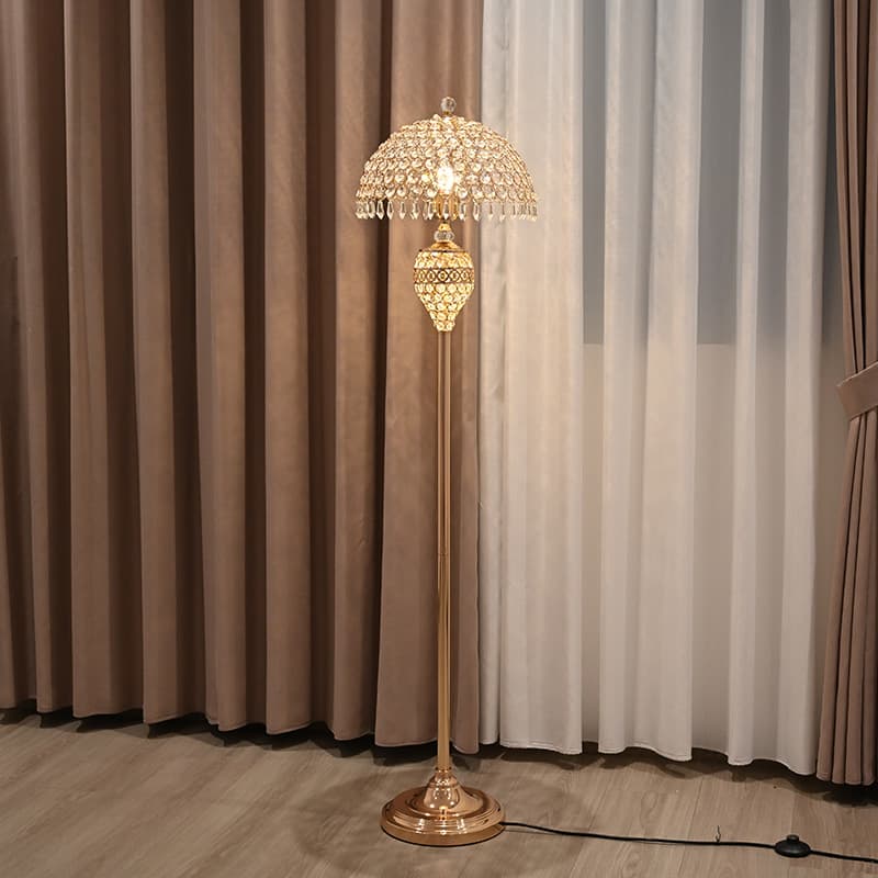 Nordic Style Crystal Floor Lamp with Dual Light Sources, Living Room Decorative Floor Lamp, Bedroom Bedside Floor Lamp, Ambient Light