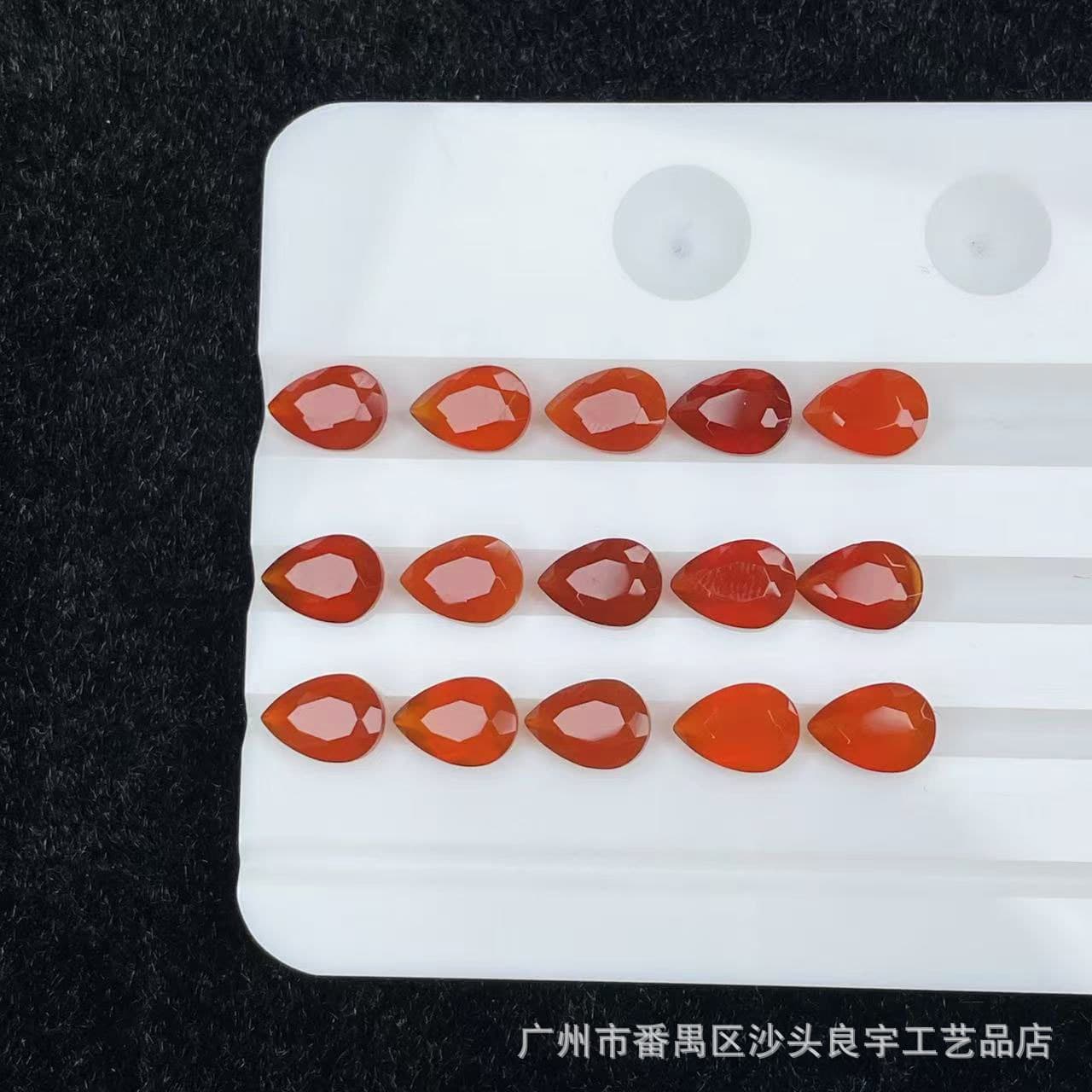 Natural red agate pear-shaped drop-shaped faceted ring bare stone polished good factory wholesale jewelry inlaid with stones
