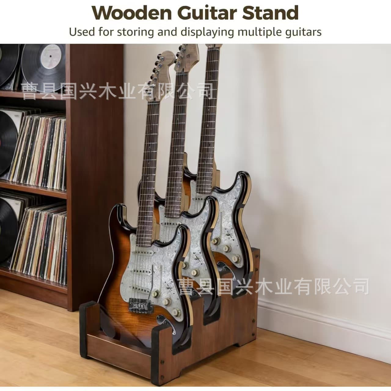 Guitar storage rack solid wood multi-grid finishing store violin instrument display rack wooden musical instrument storage elevated rack