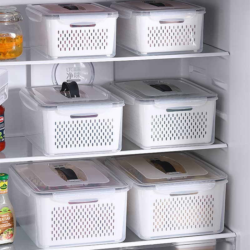 Food Storage Box Vegetable Crisper Freezer Fruit Divider Organizer Meat Refrigerator Food Container