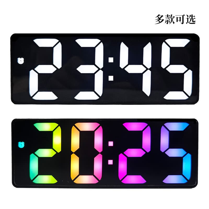 Cross-border Recommended LED Mirror Electronic Alarm Clock with USB/Battery Dual Use, Smart Voice Control Clock for Students