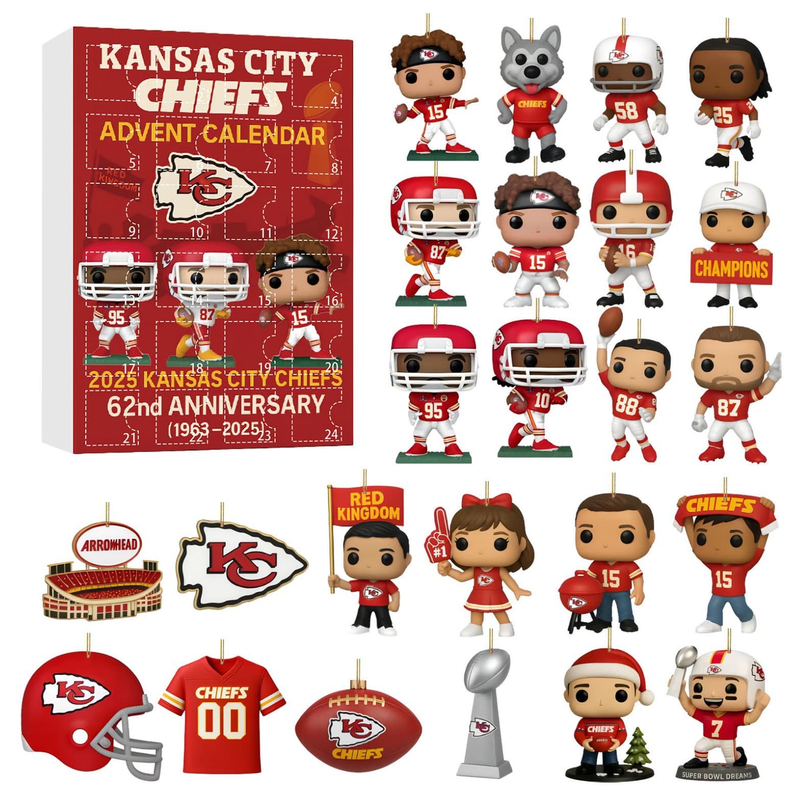 2025 Rugby Team Travis Kelce Blind Box Christmas Tree Decoration, Christmas Blind Box Arrival Ornament